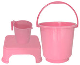 Kuber Industries 3 Pieces Plastic Bucket, Mug & Stool Set (Pink)